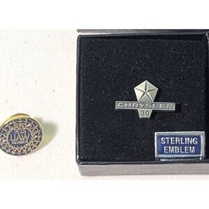 30 Year Chrysler Sterling Silver Tie Pin & 30 Year UAW Lapel Pin